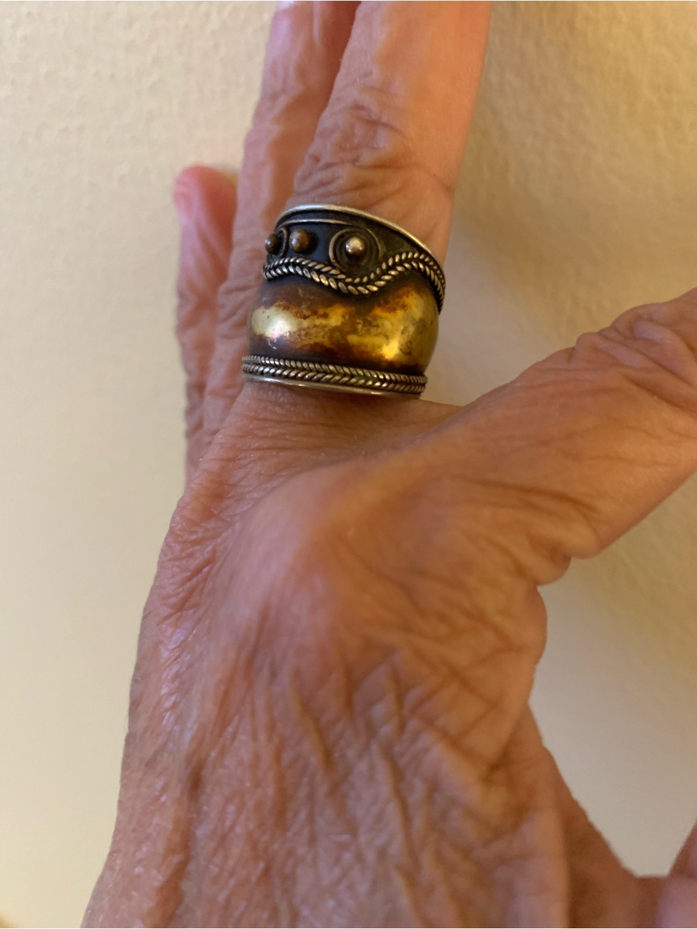 Mixed Metal Dome Statement Ring in Gold and Silver